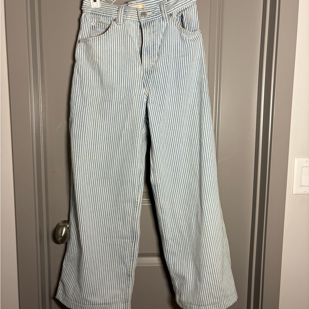 Cinch Blue and White Striped Women's Flare Jeans